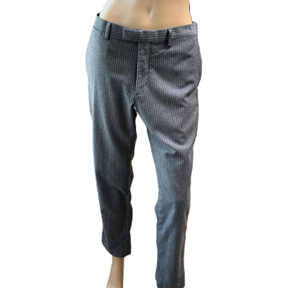 Banana Republic Gray Striped Pattern Belt Loops Zip Fly Pants Womans Size 31x30